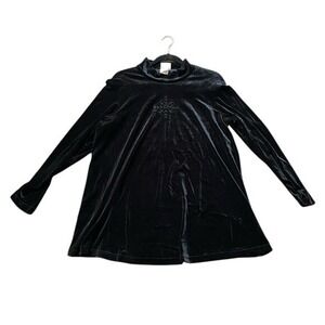 BABY‎ & ME LONG SLEEVE BLACK VELVET MATERNITY TOP/TUNIC MOCK TURTLE NECK SIZE LG